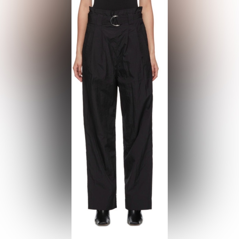 GANNI Black Paperbag Belted Trousers